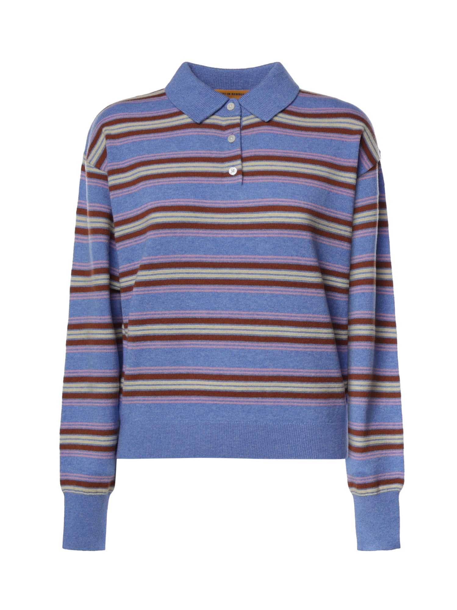 Polo a righe in cashmere W43810JL DELFT BLUE GUEST IN RESIDENCE 