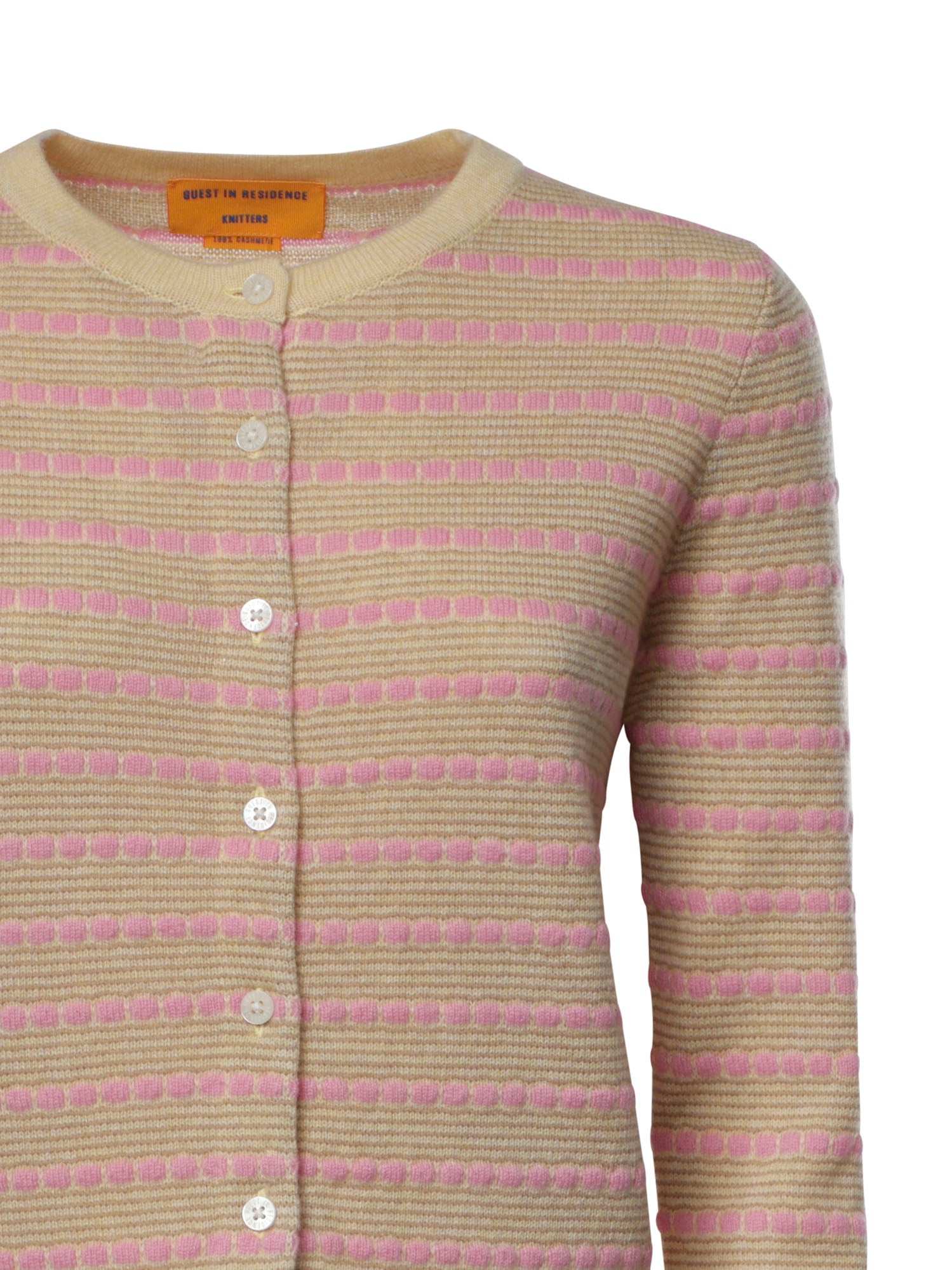 Cardigan Jane a righe in cashmere W43910JM BUTTER COMBO GUEST IN RESIDENCE 