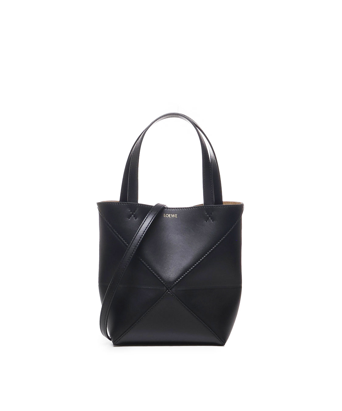Borsa tote Puzzle Fold mini in pelle di vitello lucida A657V25X01 1100 LOEWE 
