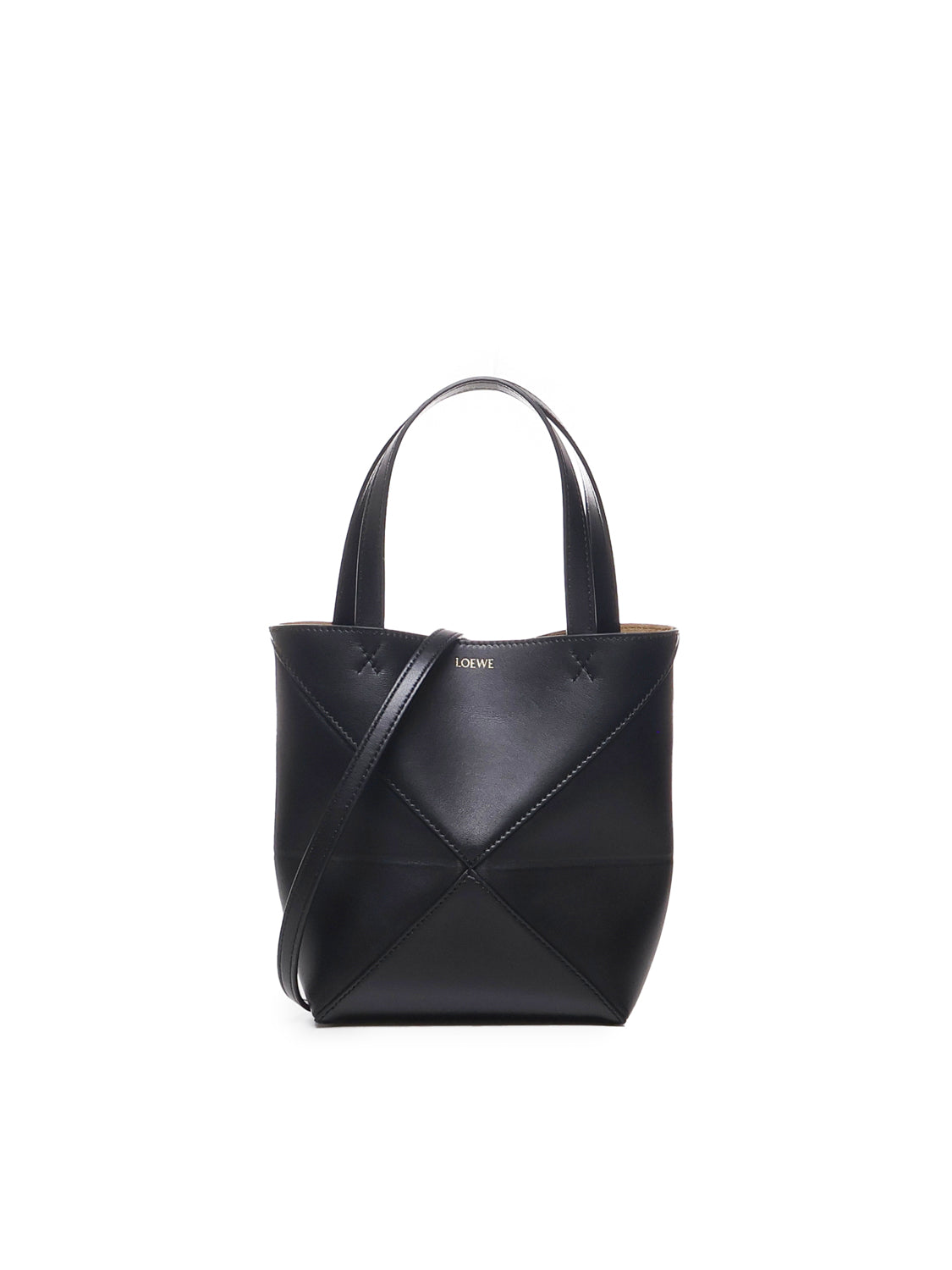 Borsa tote Puzzle Fold mini in pelle di vitello lucida A657V25X01 1100 LOEWE 