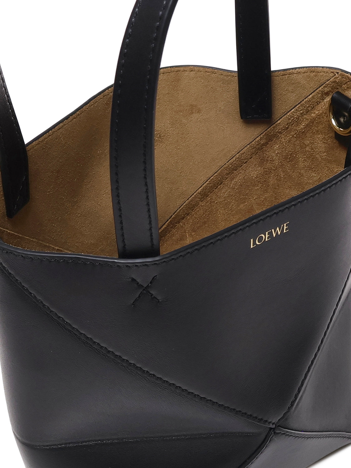 Borsa tote Puzzle Fold mini in pelle di vitello lucida A657V25X01 1100 LOEWE 