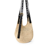 Borsa hobo Punch Hole piccola in rafia e pelle A914W86X01 2165 LOEWE 