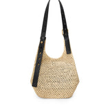 Borsa hobo Punch Hole piccola in rafia e pelle A914W86X01 2165 LOEWE 