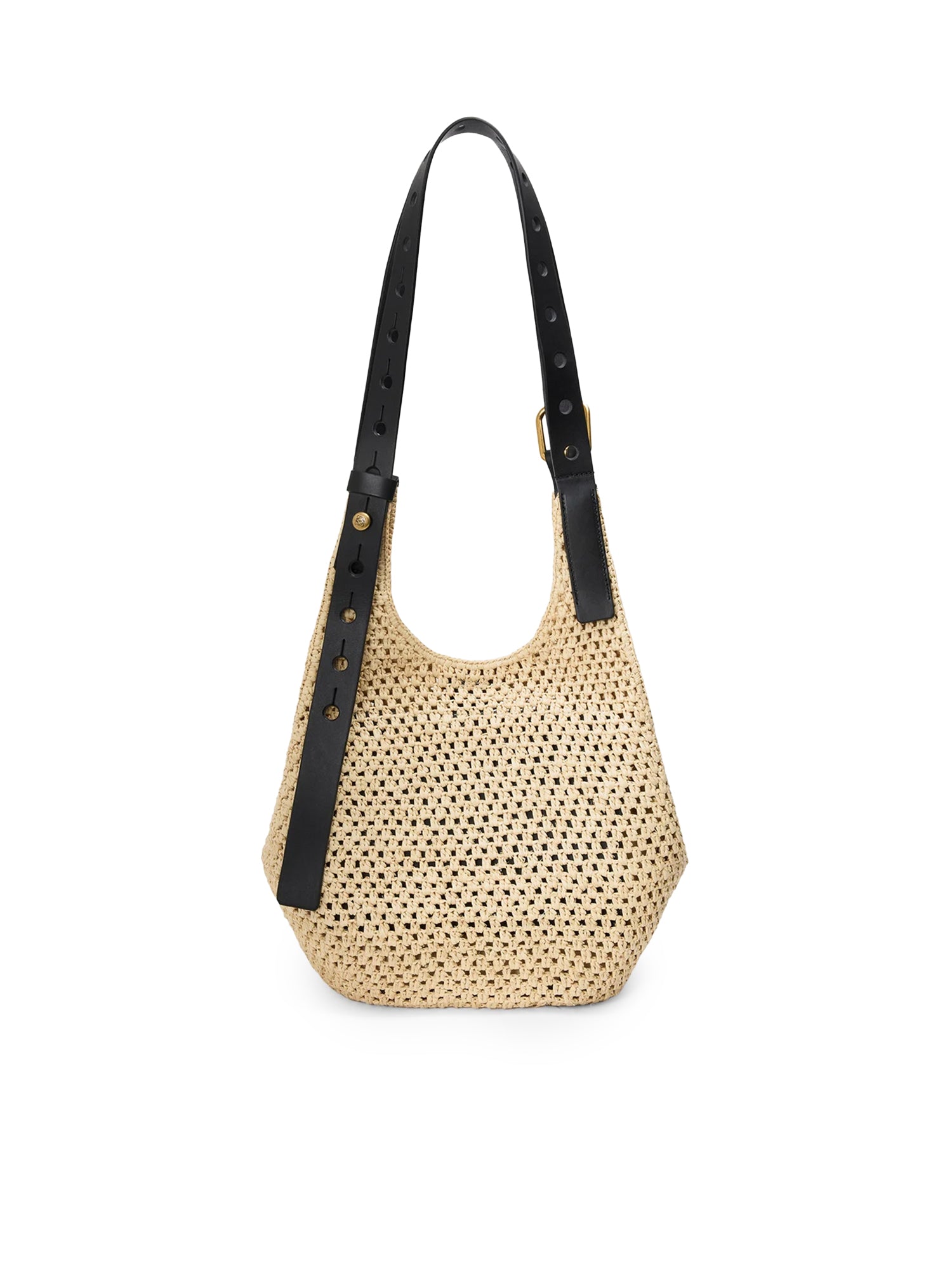 Borsa hobo Punch Hole piccola in rafia e pelle A914W86X01 2165 LOEWE 