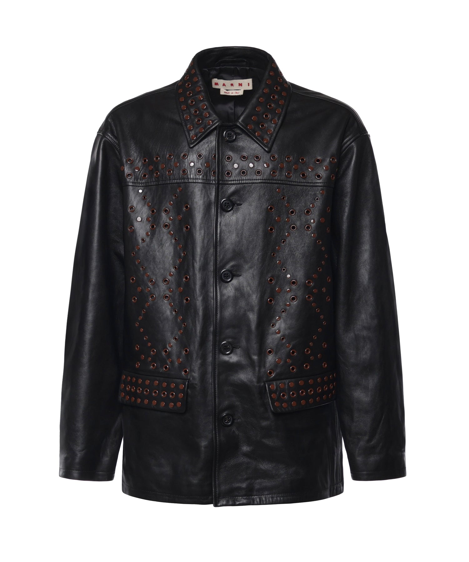 Giacca in pelle con borchie JUMY0219UX ULA77000N99 MARNI 