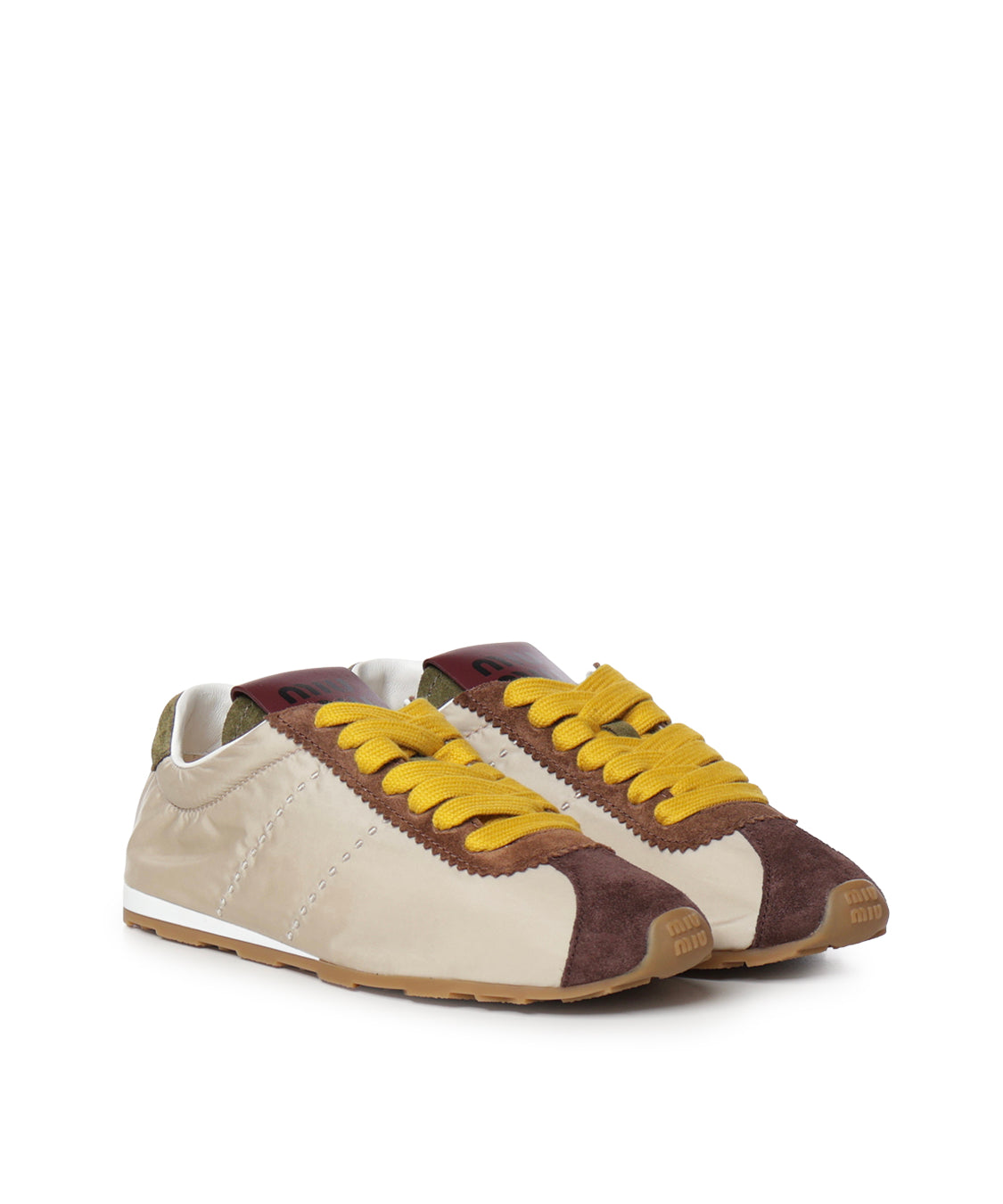 Sneakers Plume in tessuto tecnico e suede 5E114E LQ0F05PI MIU MIU 