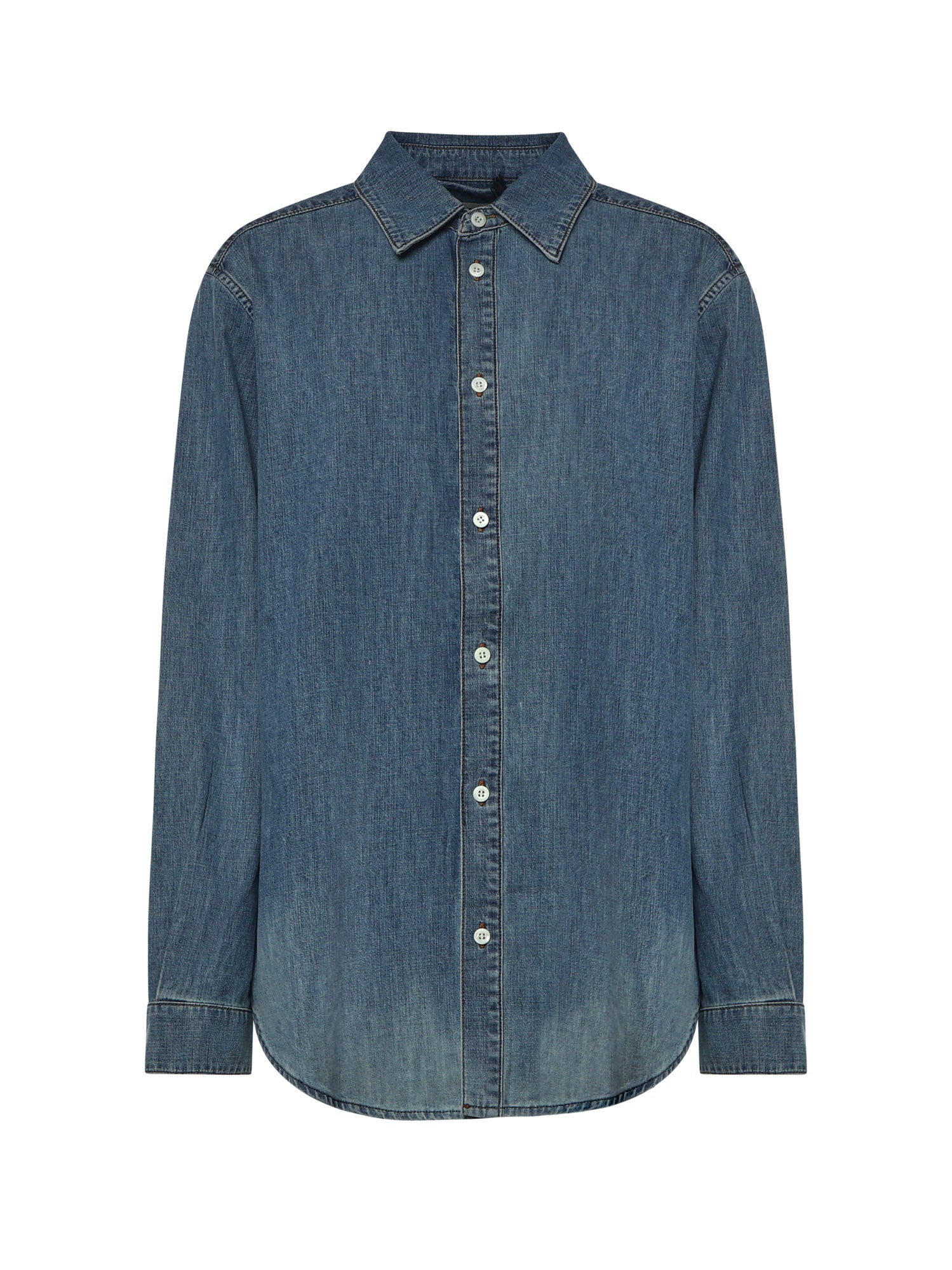 Camicia in chambray con logo GWC143 193KF0013 MIU MIU 
