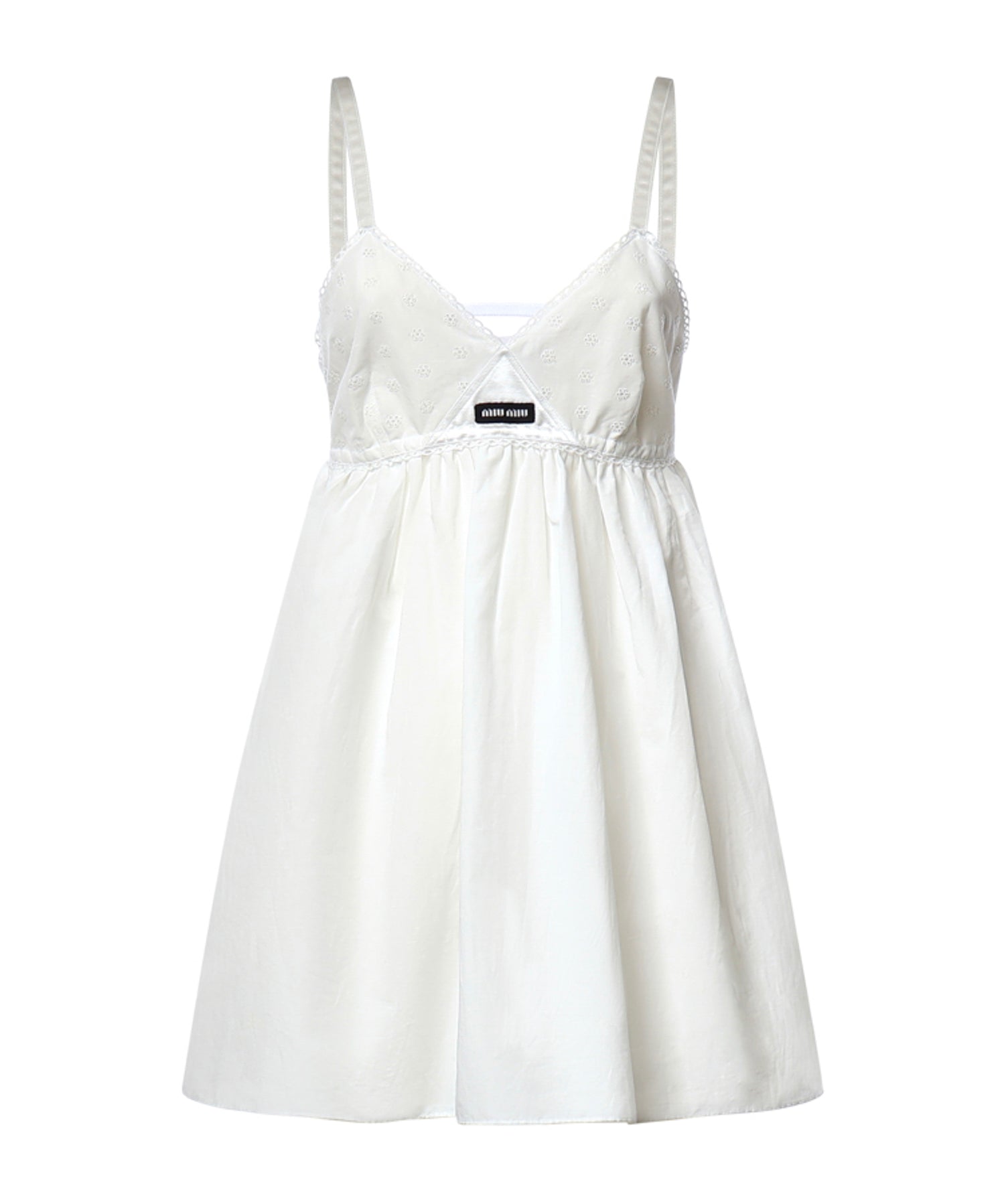 Abito corto in popeline fiammato sangallo MF6417 196JF0009 MIU MIU 