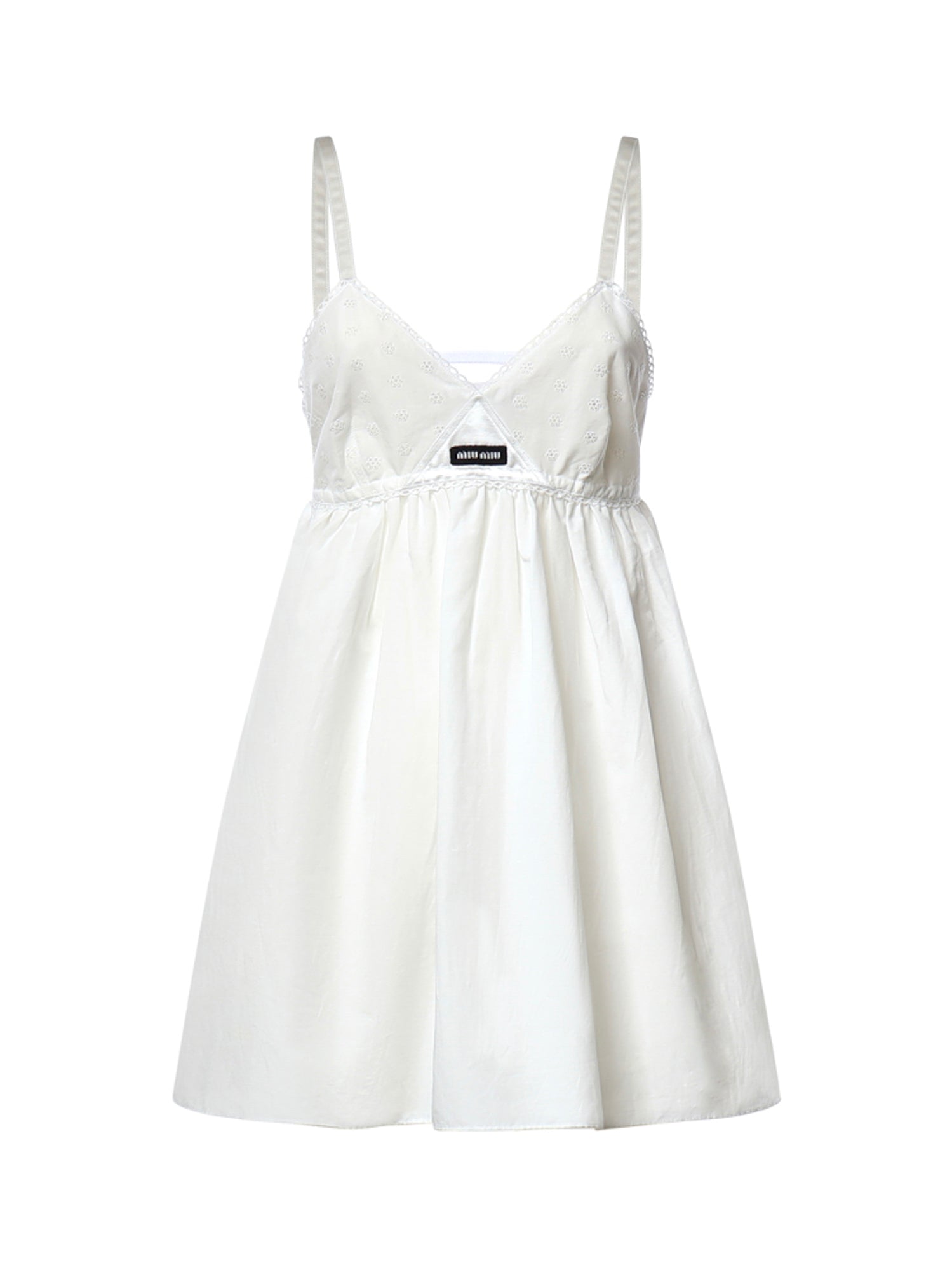 Abito corto in popeline fiammato sangallo MF6417 196JF0009 MIU MIU 