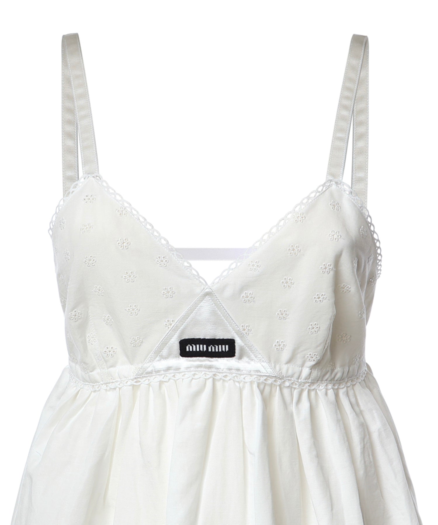 Abito corto in popeline fiammato sangallo MF6417 196JF0009 MIU MIU 