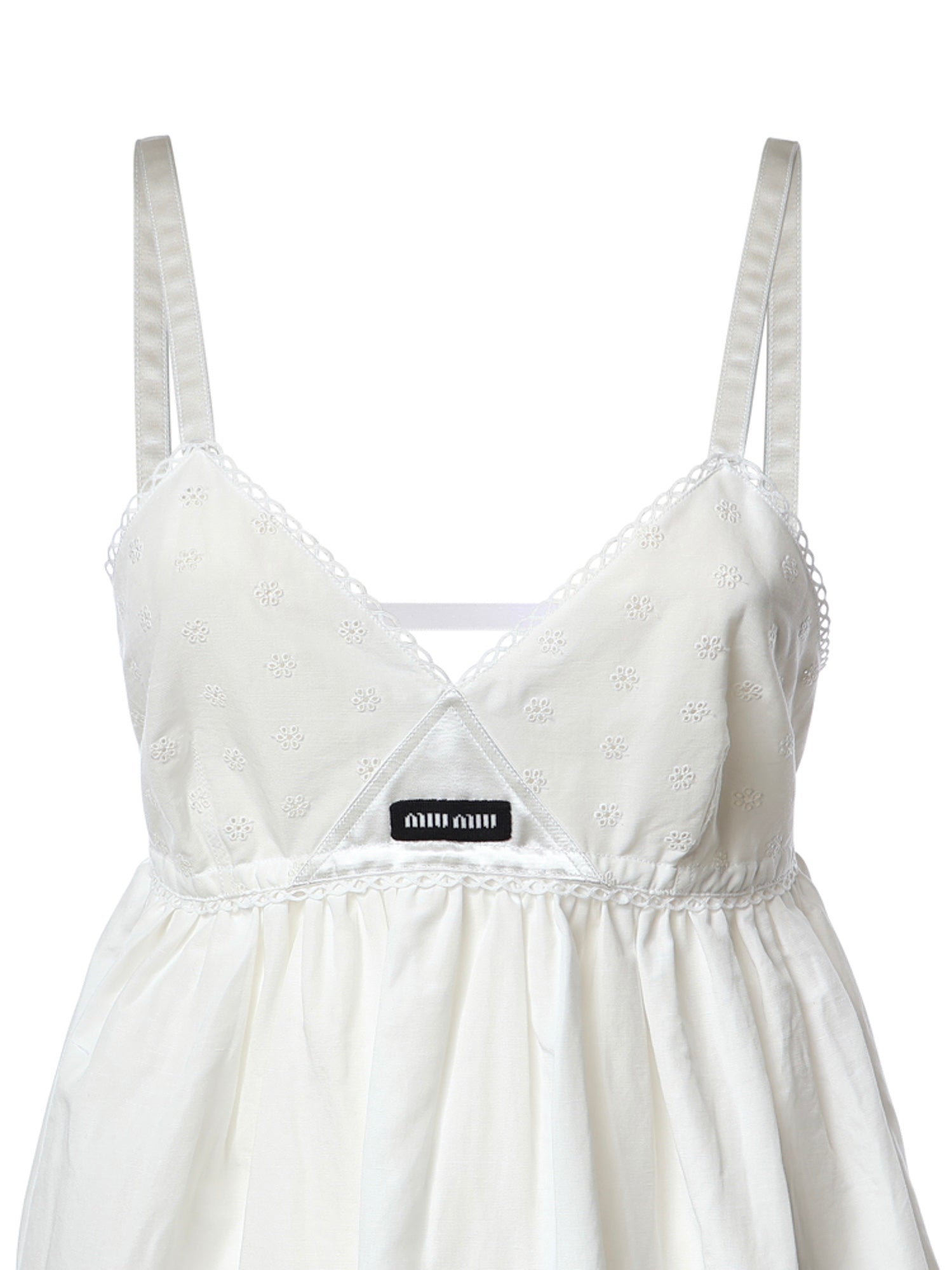 Abito corto in popeline fiammato sangallo MF6417 196JF0009 MIU MIU 