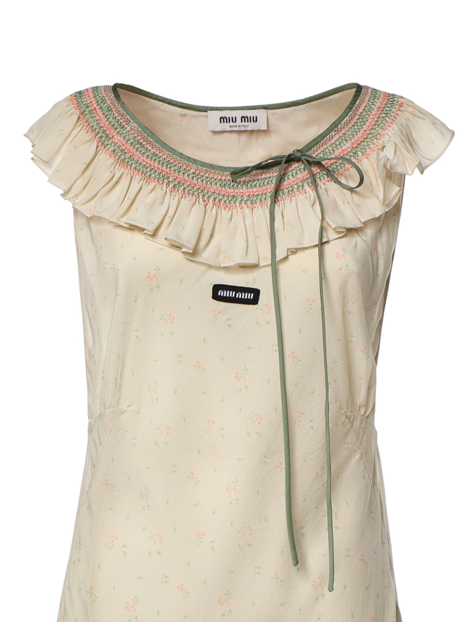 Abito in crêpe marocain con ricami MF6433 19UVF0N6K MIU MIU 