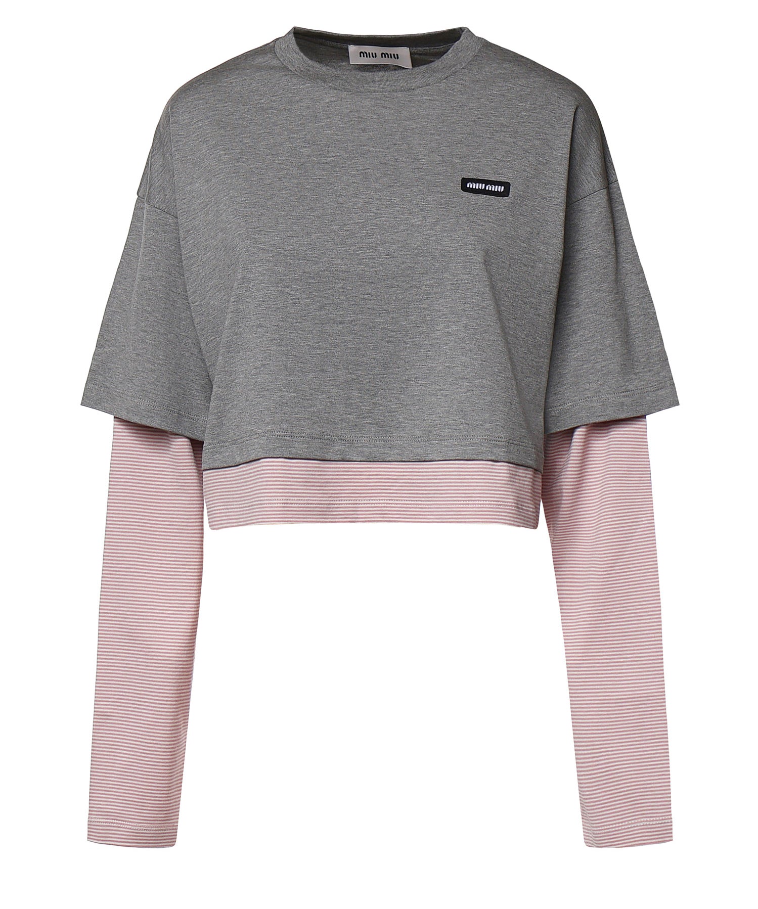 T-shirt in jersey con logo MJL135 17ORF0L5D MIU MIU 