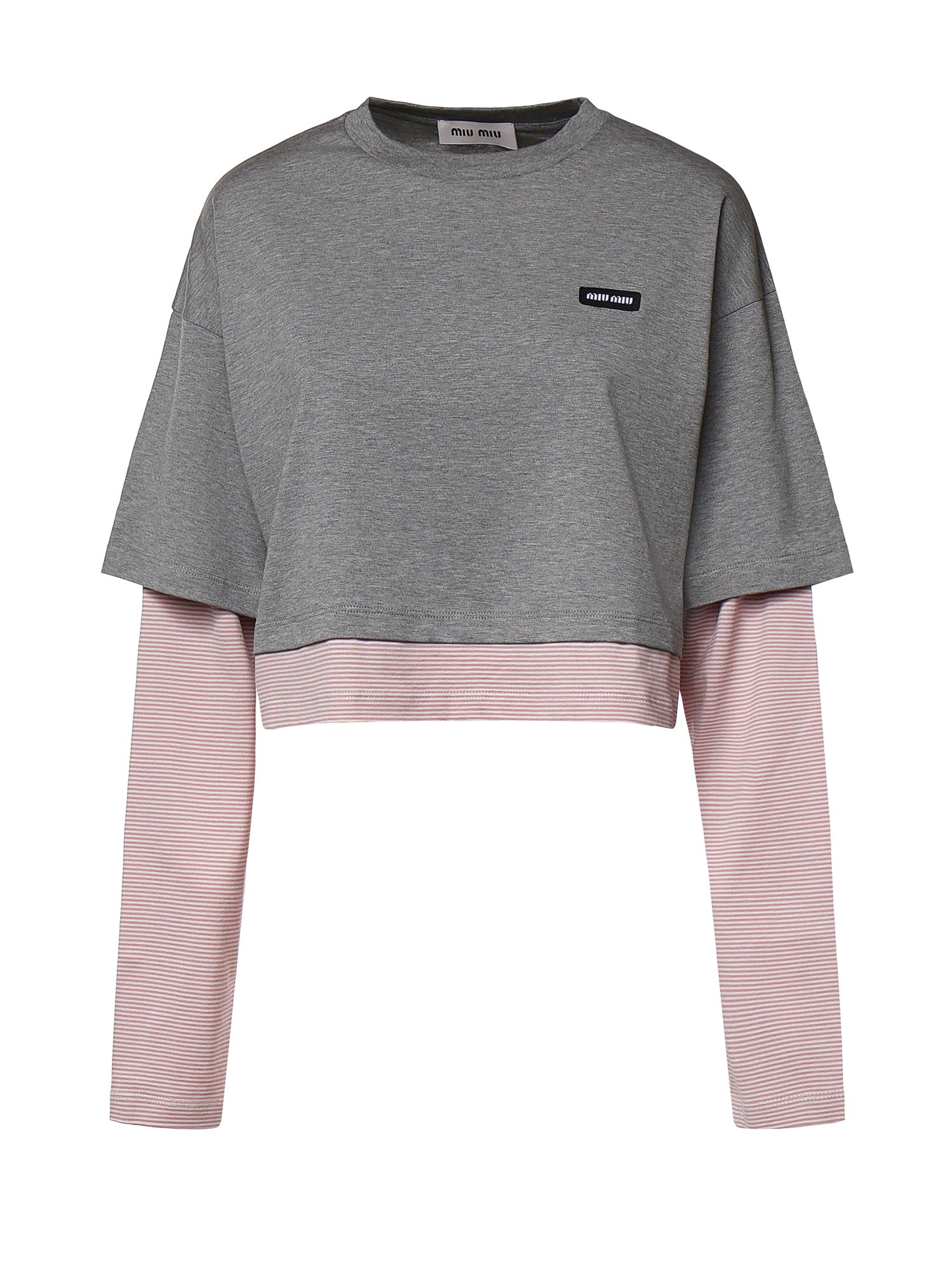 T-shirt in jersey con logo MJL135 17ORF0L5D MIU MIU 