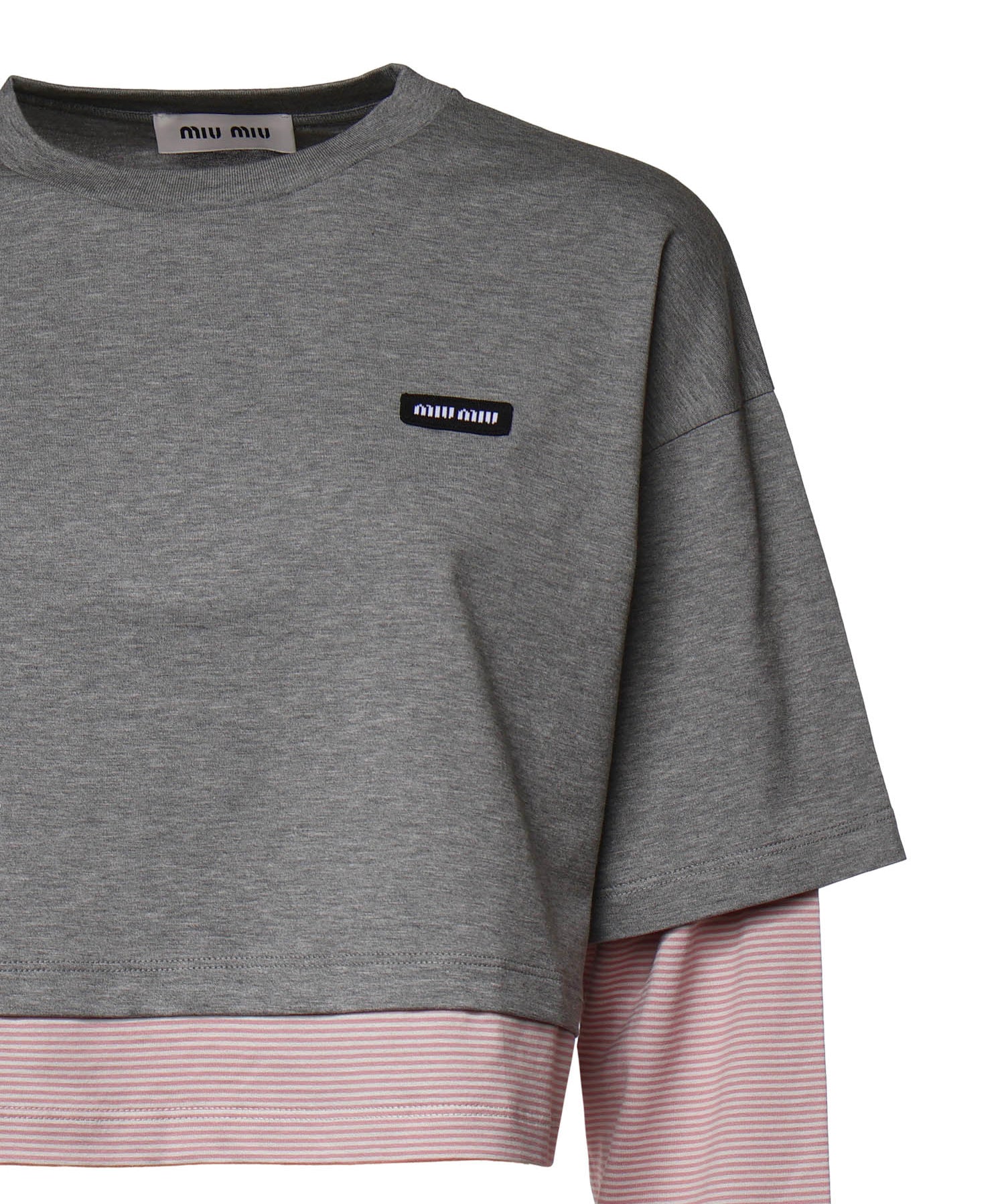 T-shirt in jersey con logo MJL135 17ORF0L5D MIU MIU 