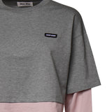 T-shirt in jersey con logo MJL135 17ORF0L5D MIU MIU 