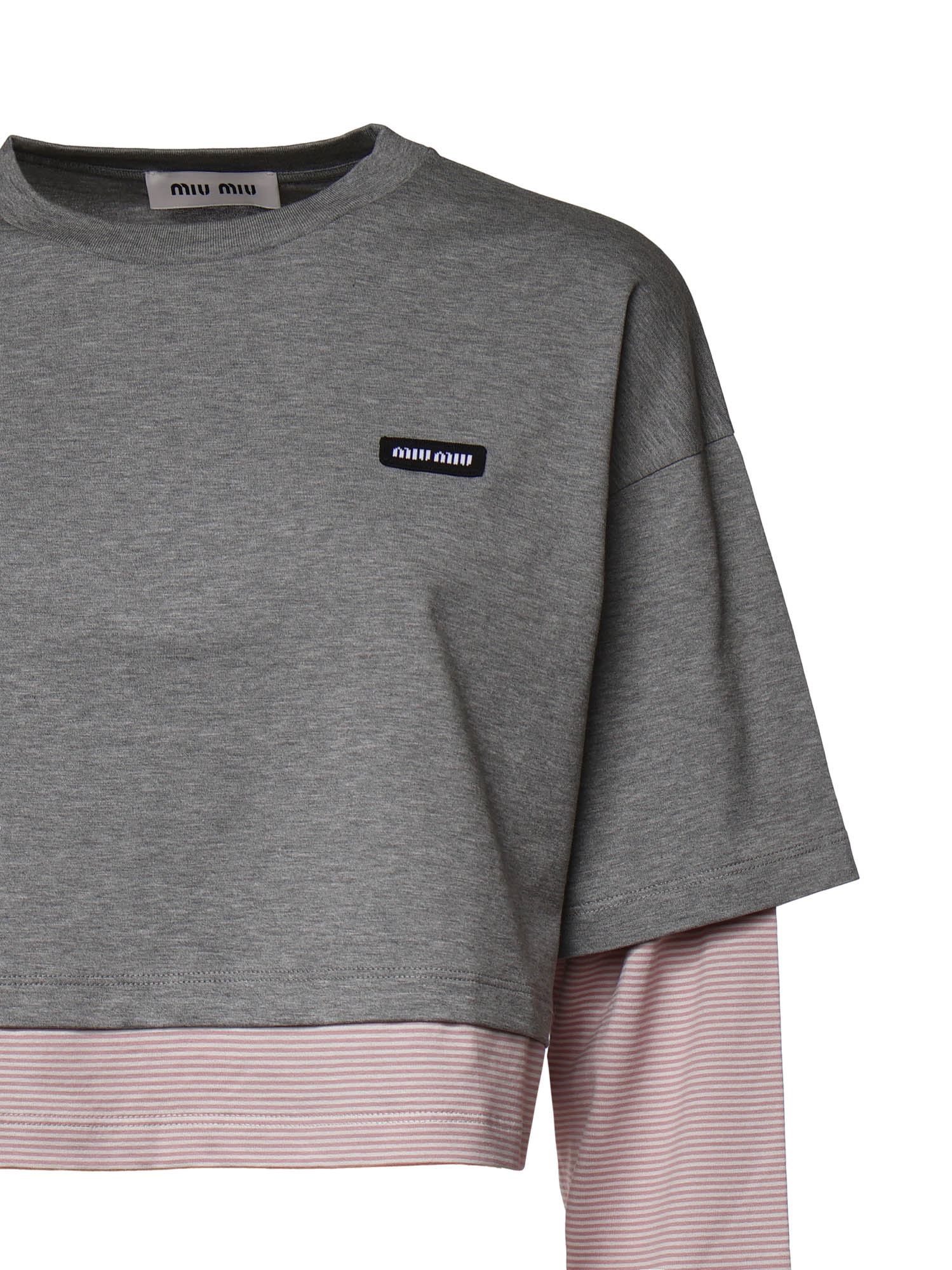 T-shirt in jersey con logo MJL135 17ORF0L5D MIU MIU 