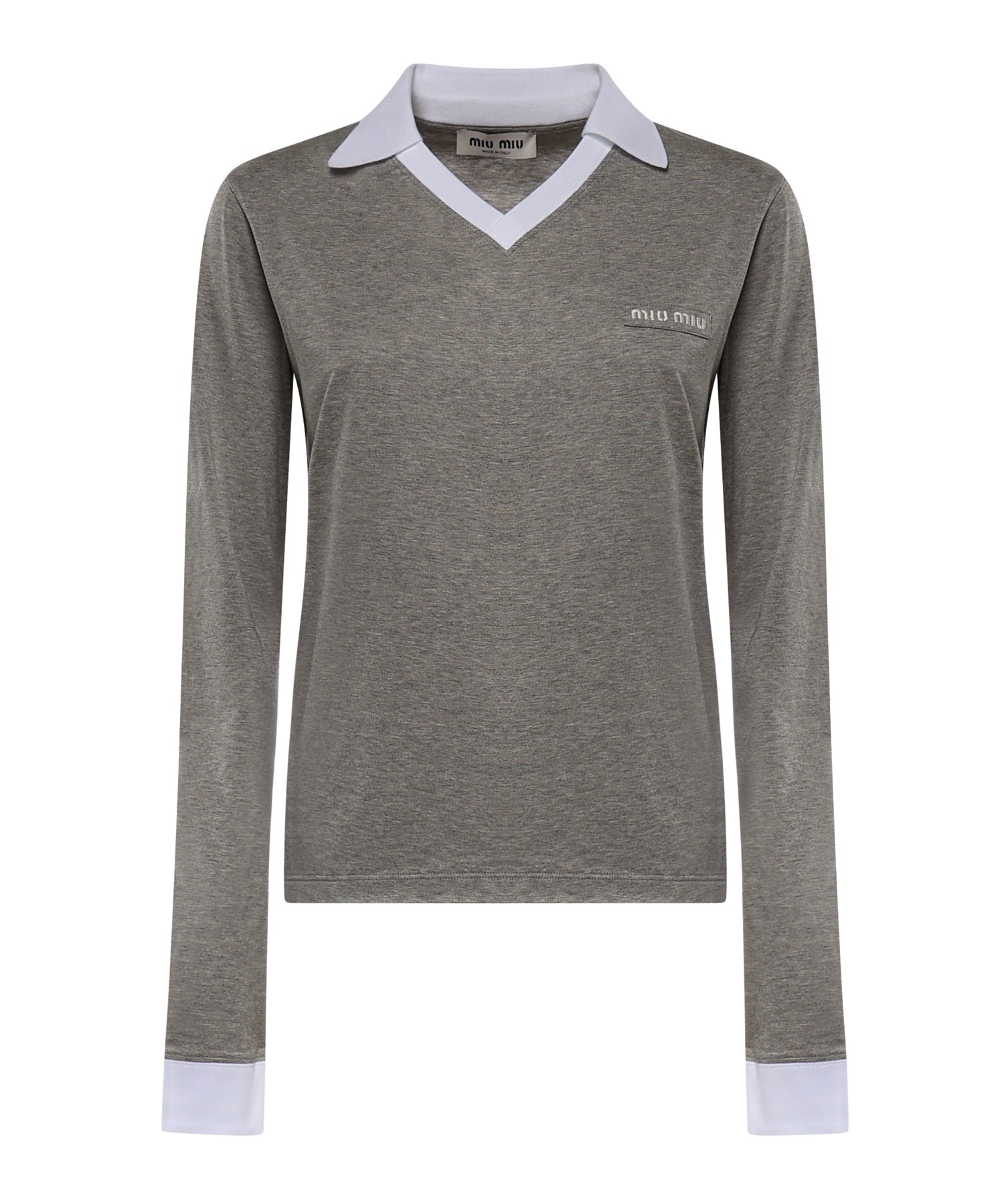 T-shirt in jersey con logo MJLA57 192QF052N MIU MIU 