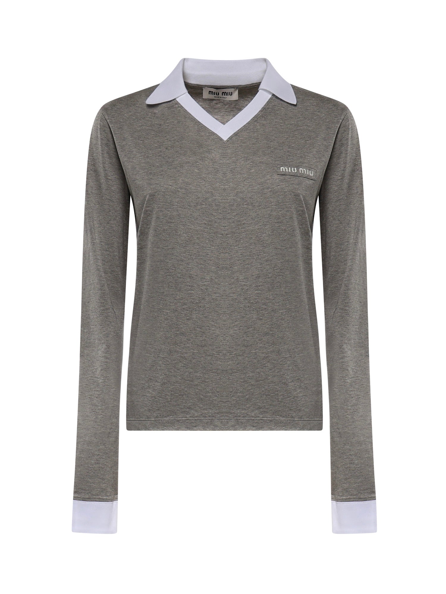 T-shirt in jersey con logo MJLA57 192QF052N MIU MIU 