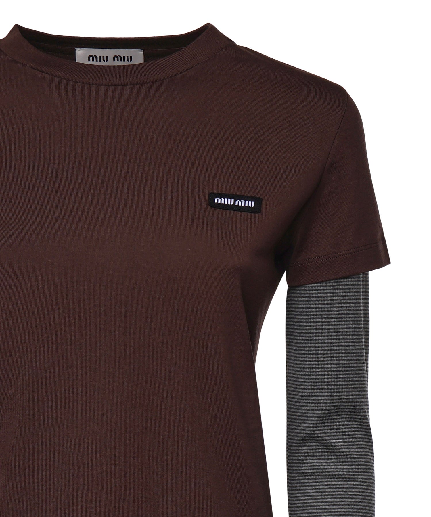 T-shirt in jersey con logo MJLA74 17ORF03YR MIU MIU 