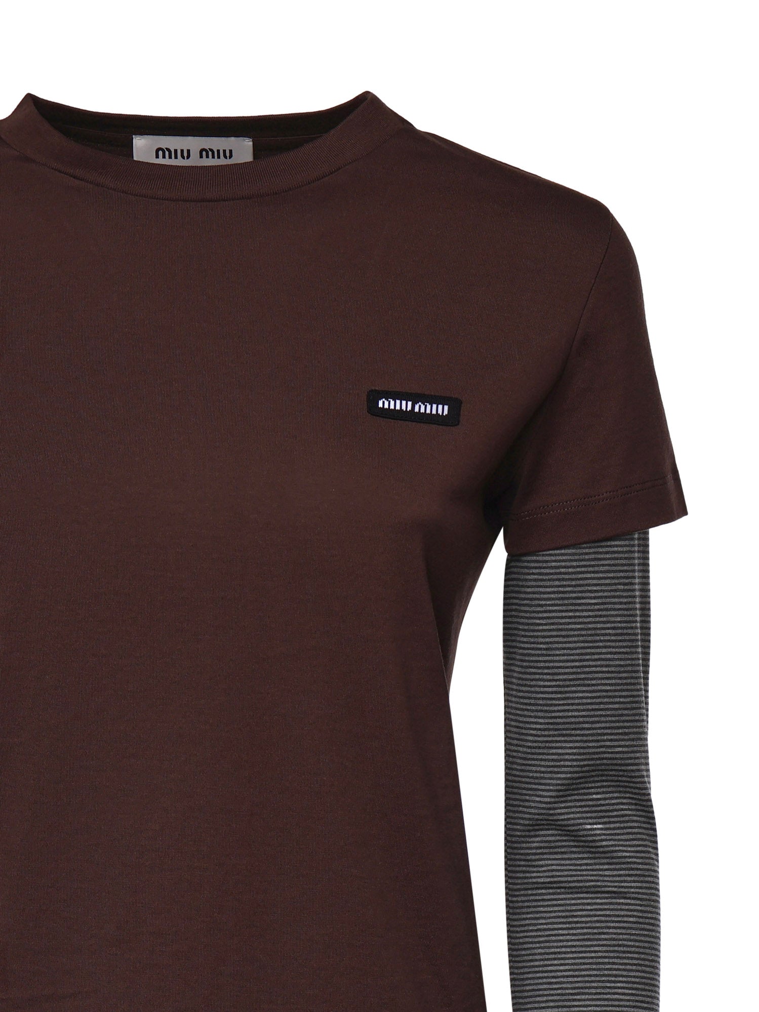 T-shirt in jersey con logo MJLA74 17ORF03YR MIU MIU 