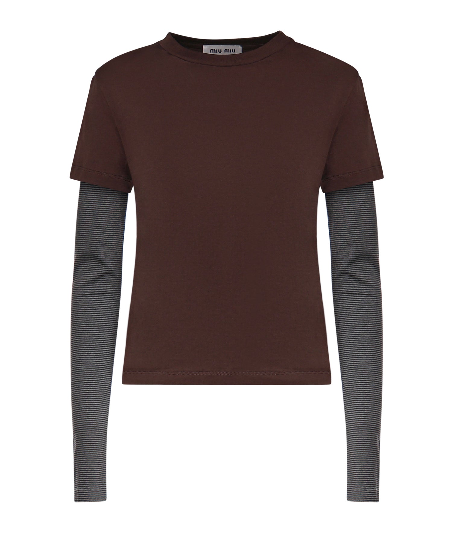 T-shirt in jersey con logo MJLA74 17ORF03YR MIU MIU 