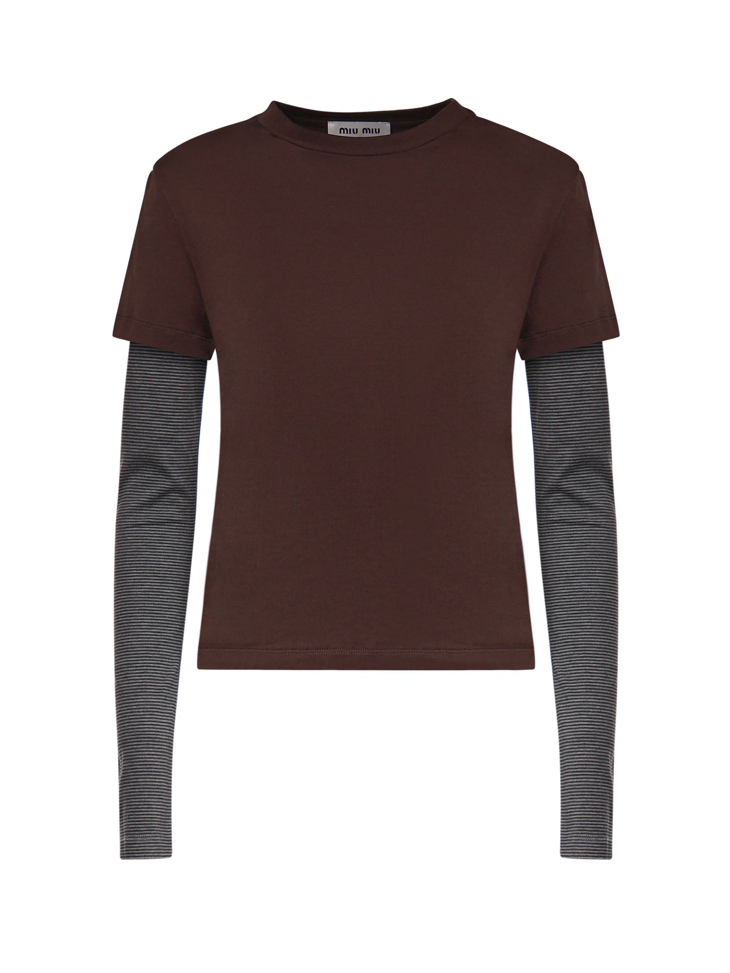 T-shirt in jersey con logo MJLA74 17ORF03YR MIU MIU 