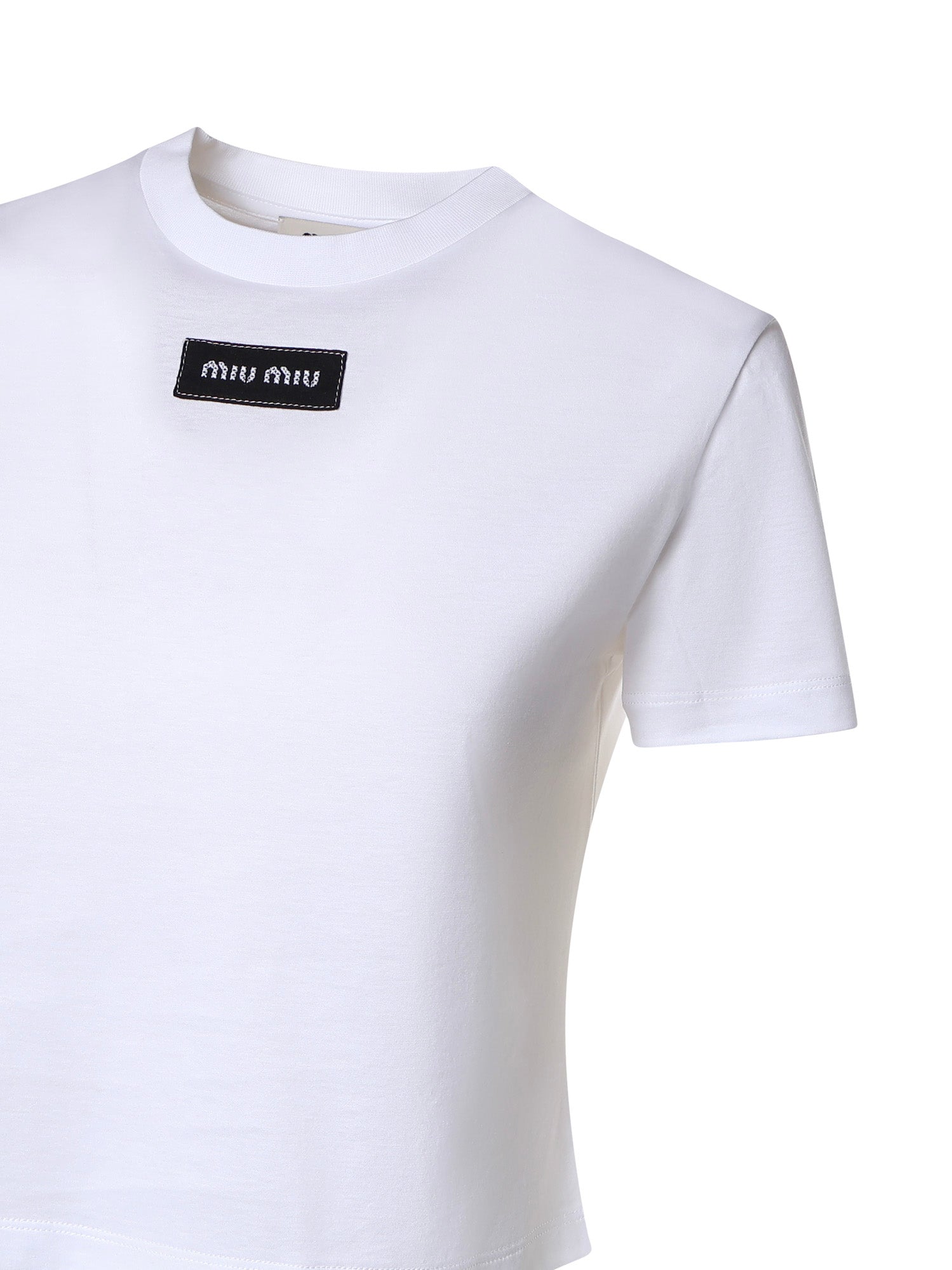 T-shirt in jersey con logo MJNA45 6398F0009 MIU MIU 