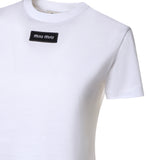 T-shirt in jersey con logo MJNA45 6398F0009 MIU MIU 