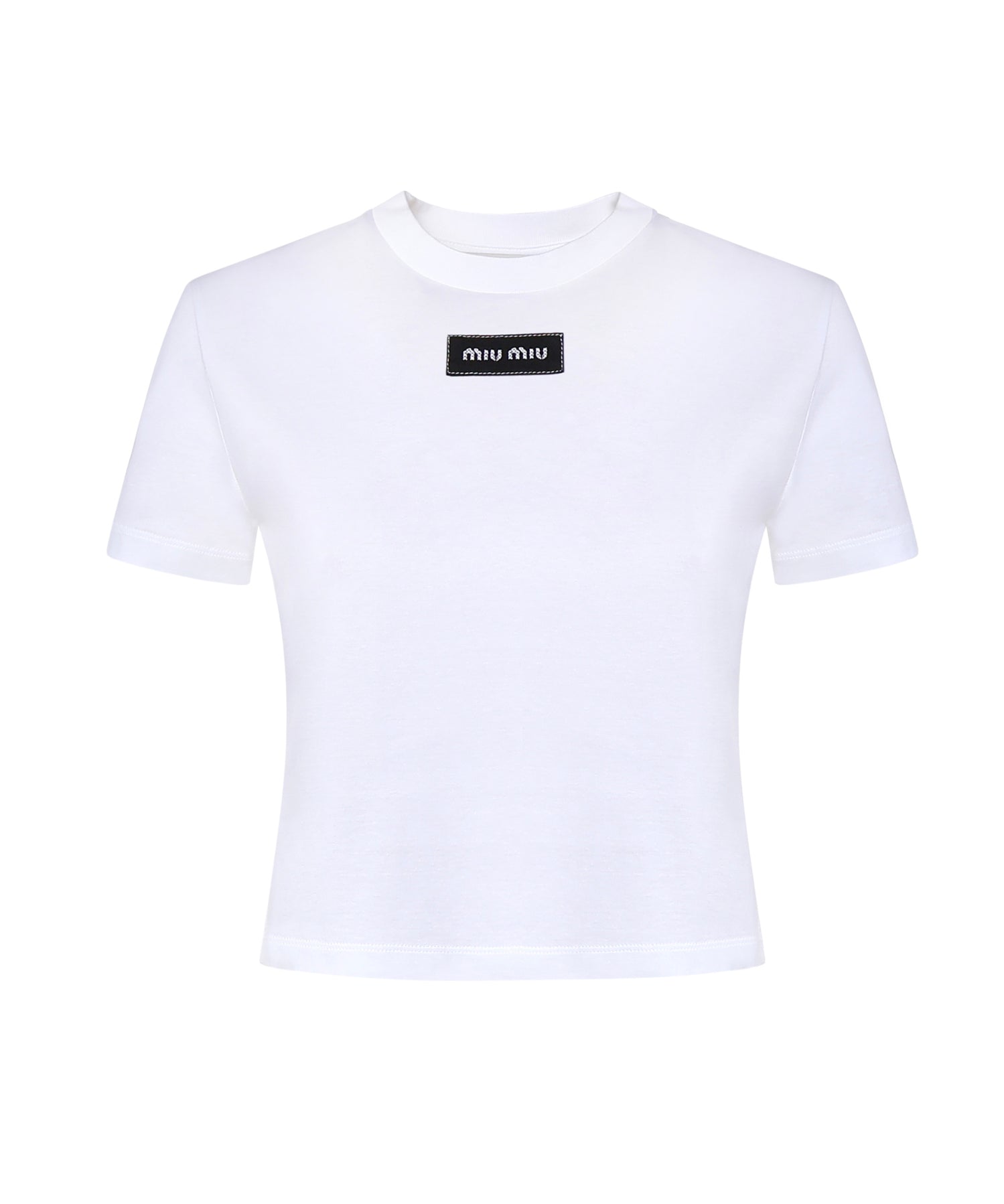 T-shirt in jersey con logo MJNA45 6398F0009 MIU MIU 