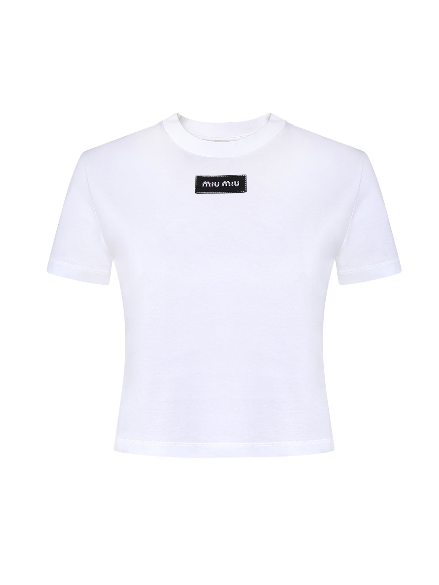 T-shirt in jersey con logo MJNA45 6398F0009 MIU MIU 