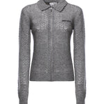Cardigan in cashmere e seta con logo MMF03S 6065F0031 MIU MIU 