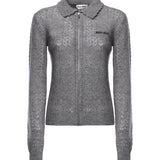 Cardigan in cashmere e seta con logo MMF03S 6065F0031 MIU MIU 