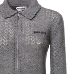 Cardigan in cashmere e seta con logo MMF03S 6065F0031 MIU MIU 