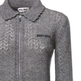 Cardigan in cashmere e seta con logo MMF03S 6065F0031 MIU MIU 