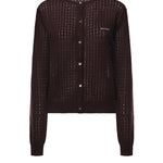 Cardigan in cashmere e seta con logo MMF03T 6064F0003 MIU MIU 