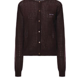 Cardigan in cashmere e seta con logo MMF03T 6064F0003 MIU MIU 