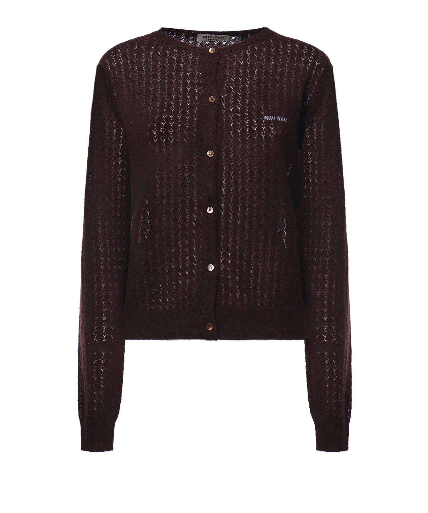 Cardigan in cashmere e seta con logo MMF03T 6064F0003 MIU MIU 