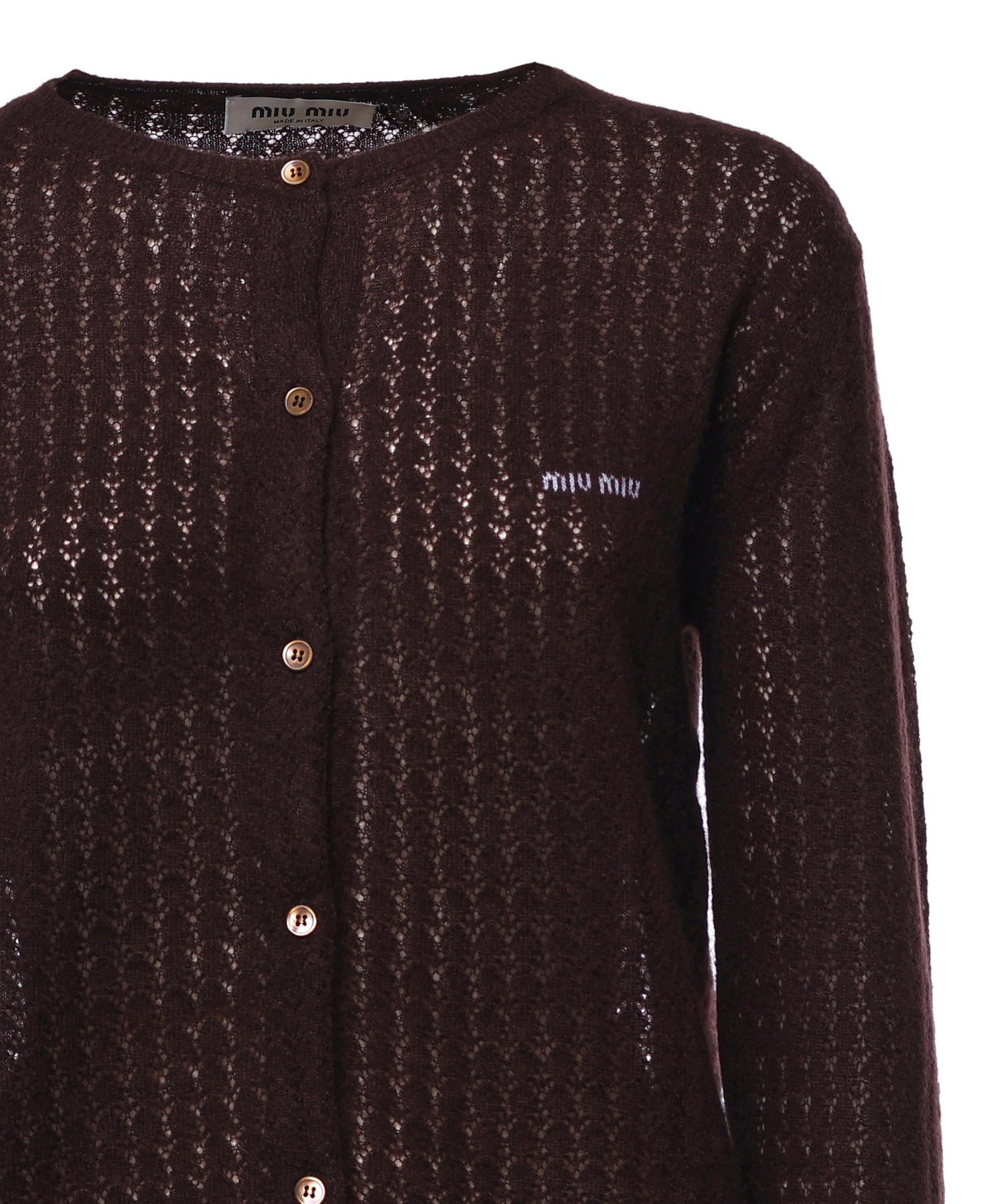 Cardigan in cashmere e seta con logo MMF03T 6064F0003 MIU MIU 