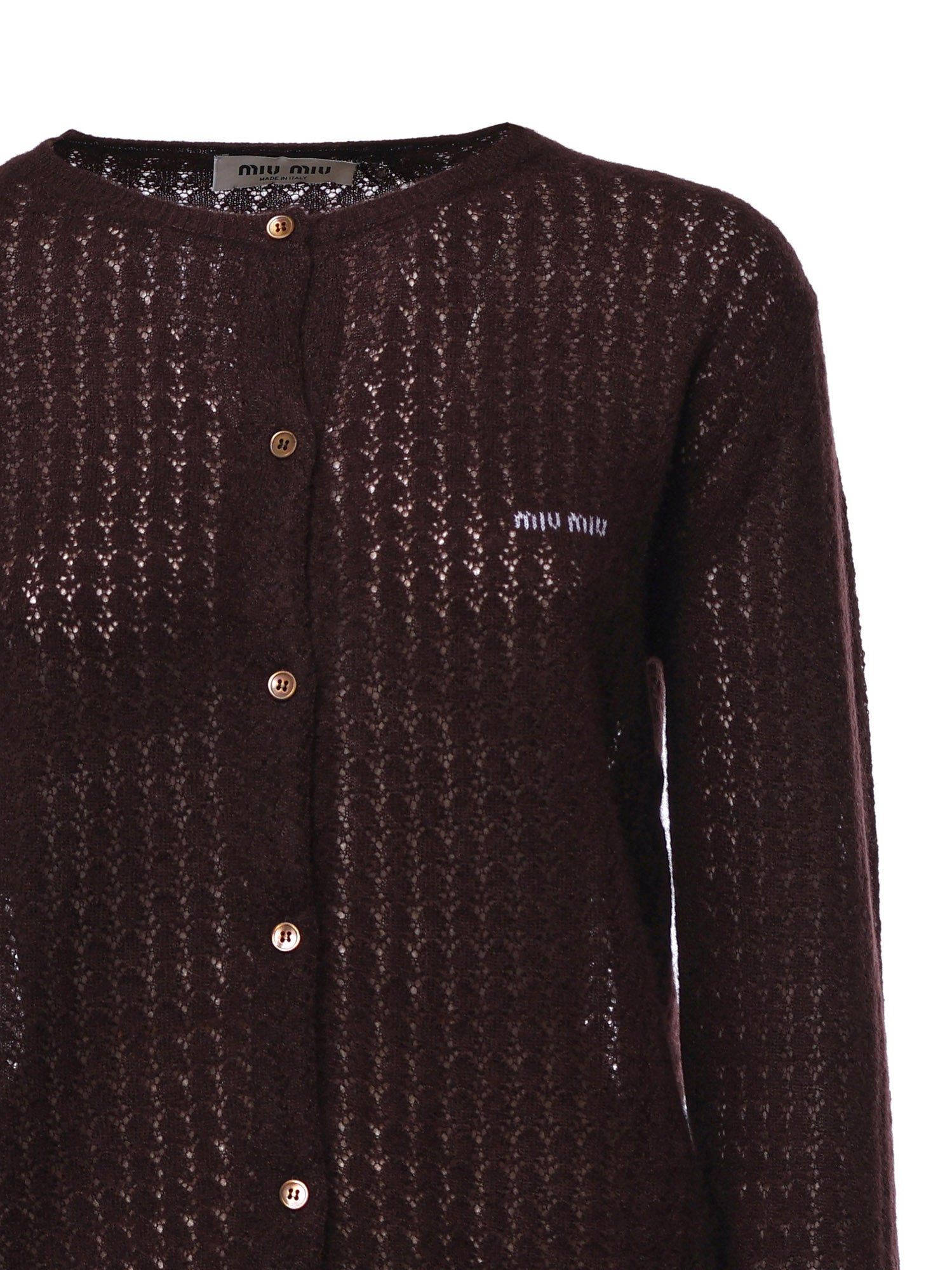 Cardigan in cashmere e seta con logo MMF03T 6064F0003 MIU MIU 