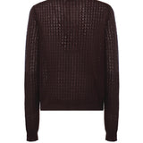 Cardigan in cashmere e seta con logo MMF03T 6064F0003 MIU MIU 