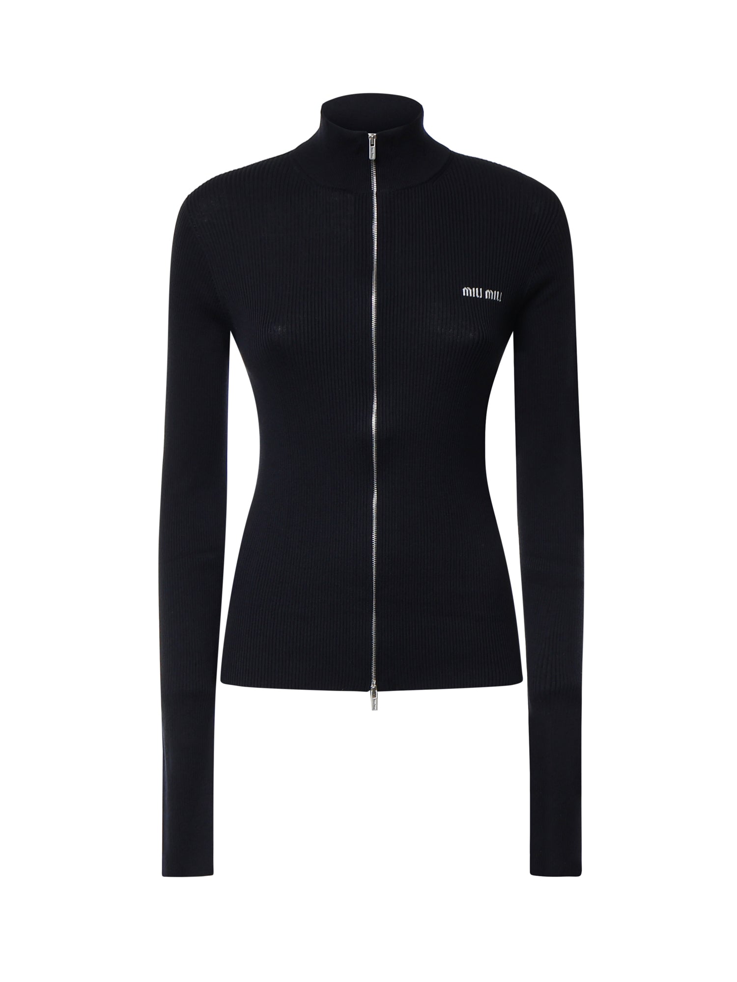 Cardigan in cotone con logo MMF04B 12ZLF0008 MIU MIU 