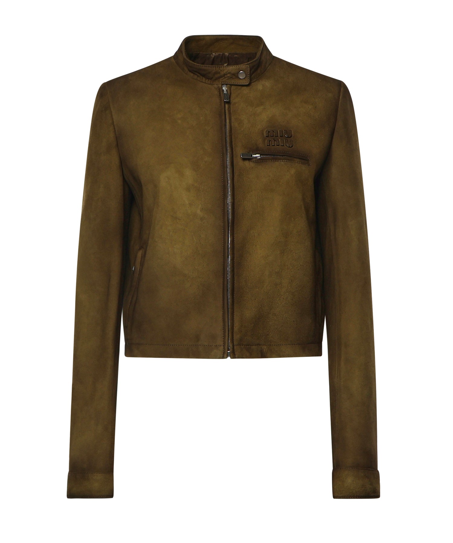 Giubbotto in pelle scamosciata cerata MPW022 19QLF0D09 MIU MIU 