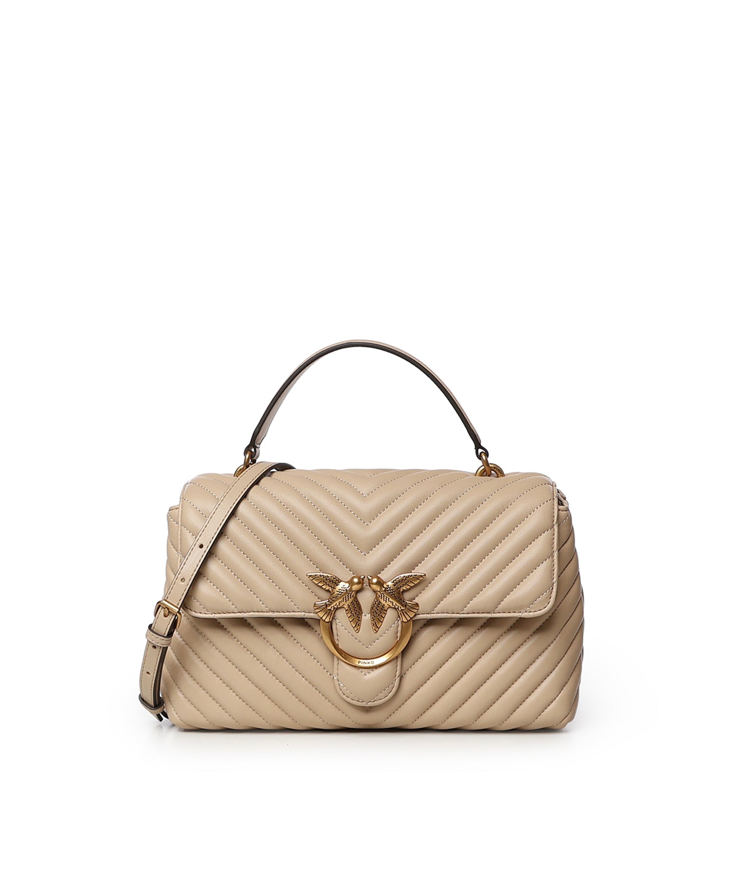 Borsa a mano media Lady Love Bag Puff in nappa chevron 100043 A0GKC50Q PINKO 