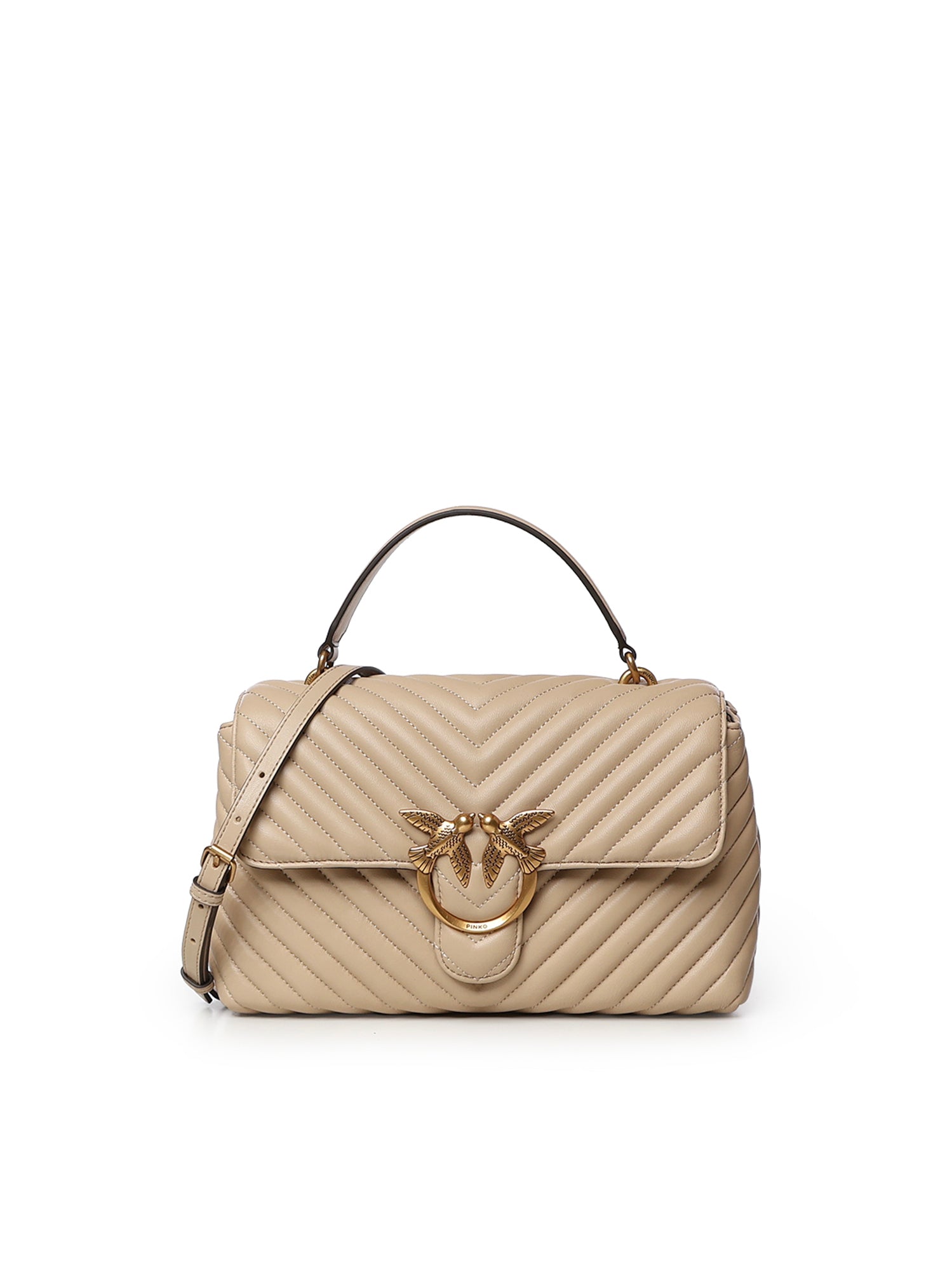 Borsa a mano media Lady Love Bag Puff in nappa chevron 100043 A0GKC50Q PINKO 
