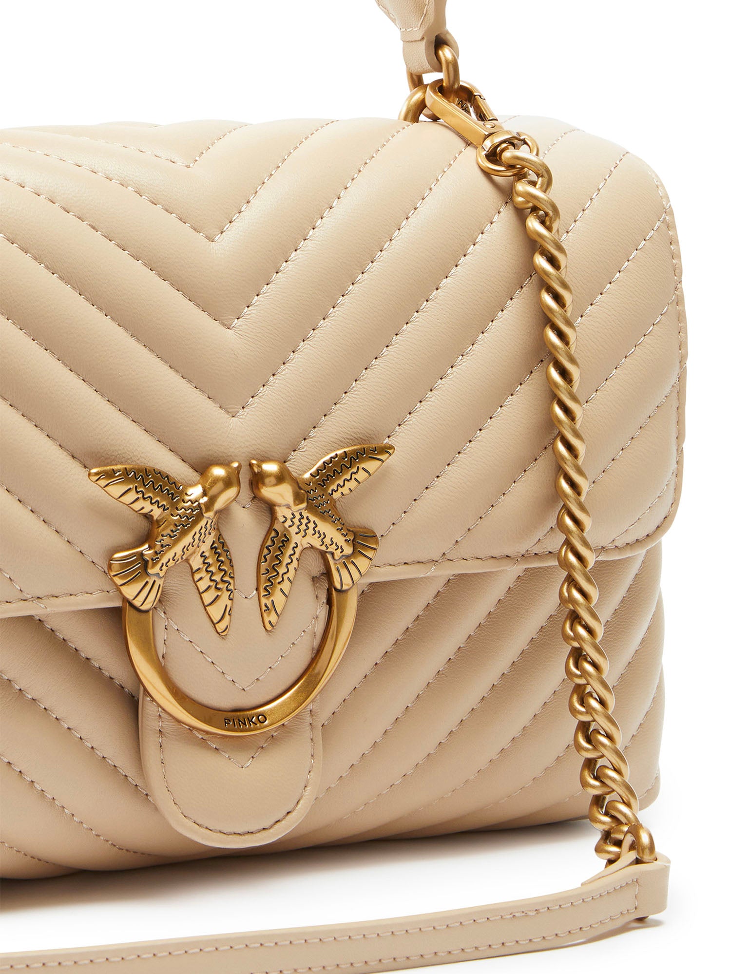 Borsa a mano media Lady Love Bag Puff in nappa chevron 100043 A0GKC50Q PINKO 