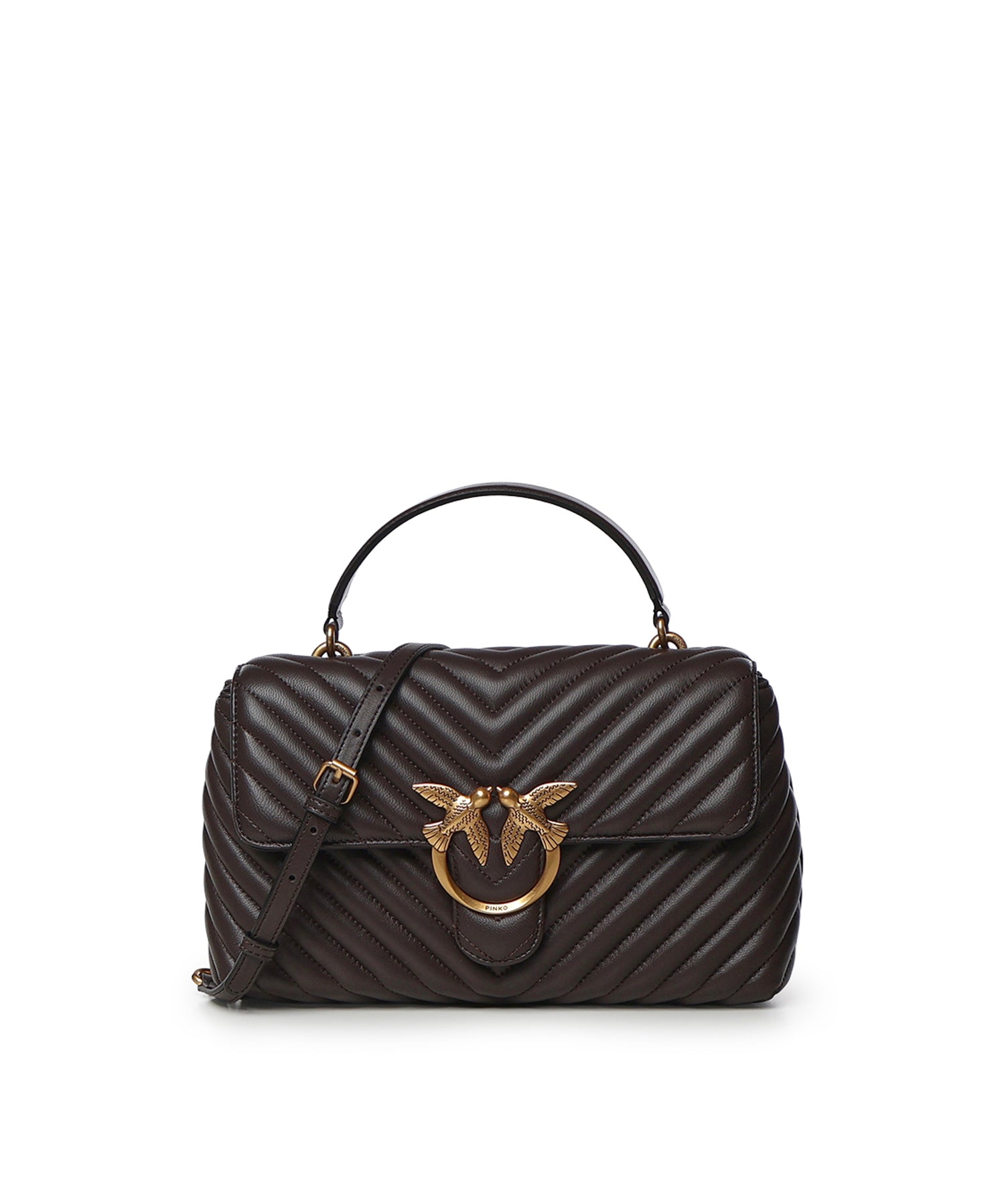 Borsa a mano media Lady Love Bag Puff in nappa chevron 100043 A0GKM12Q PINKO 