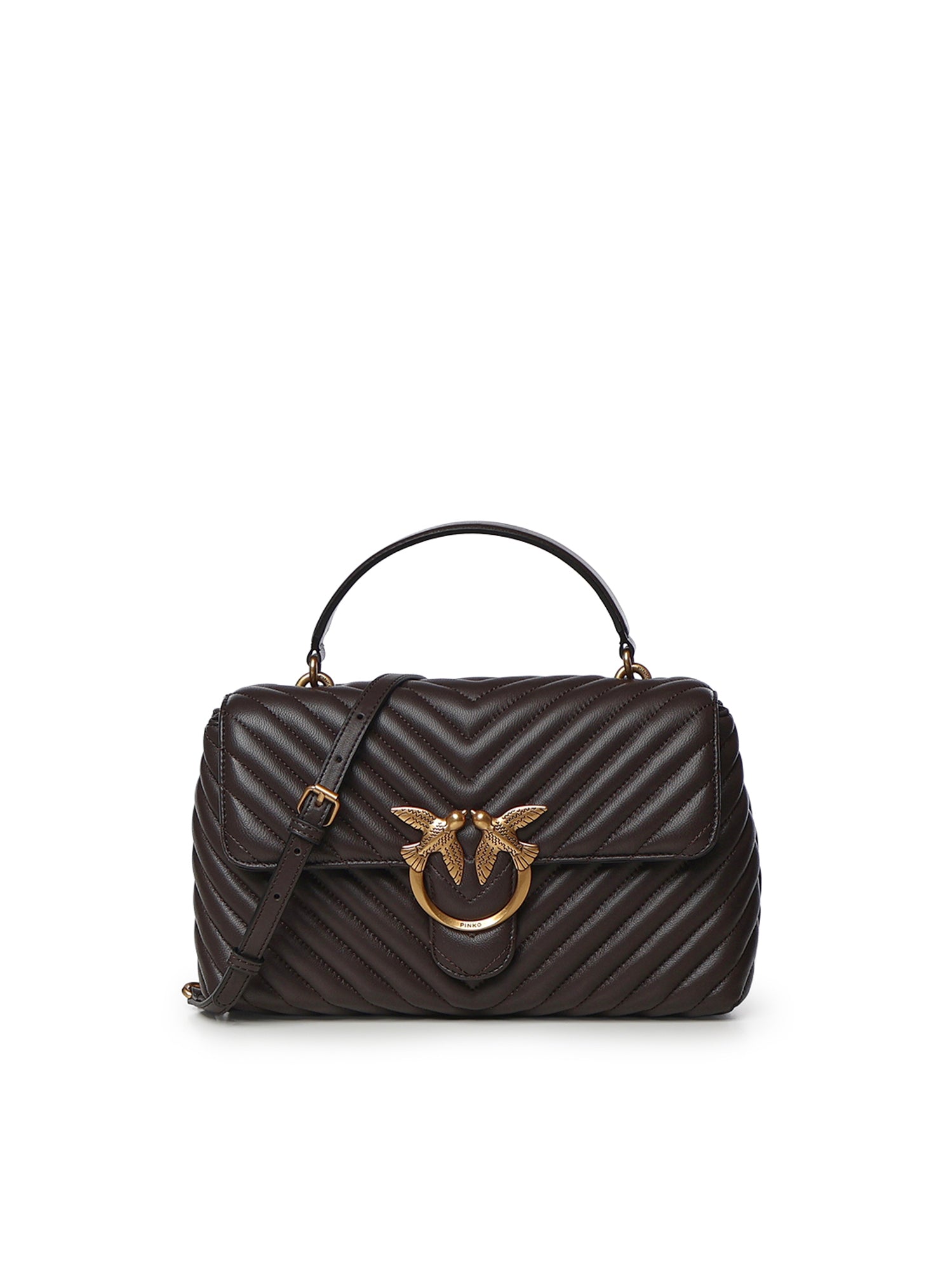 Borsa a mano media Lady Love Bag Puff in nappa chevron 100043 A0GKM12Q PINKO 
