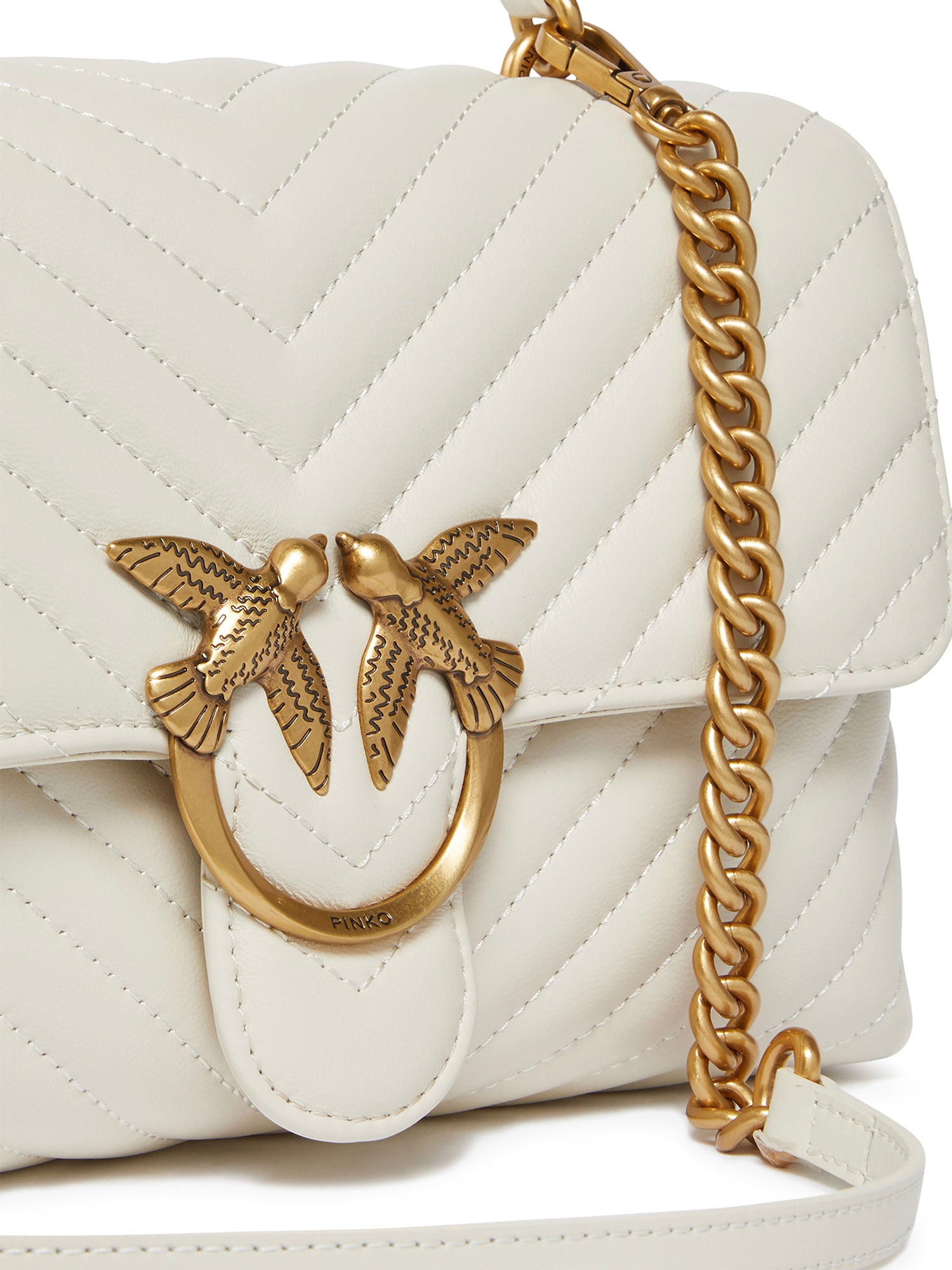 Borsa a mano media Love Bag Puff Chevron in nappa 100043 A0GKZ14Q PINKO 