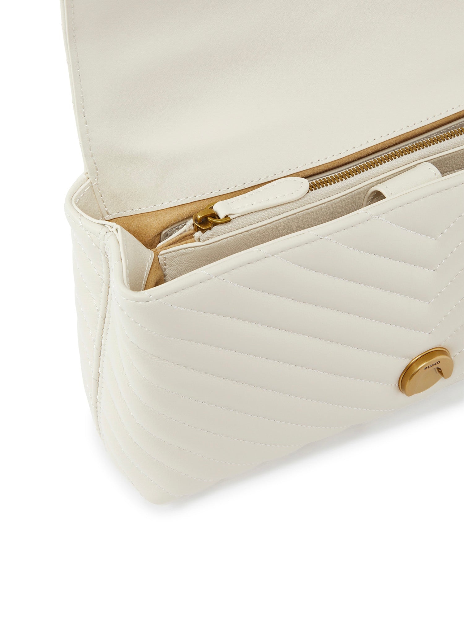 Borsa a mano media Love Bag Puff Chevron in nappa 100043 A0GKZ14Q PINKO 